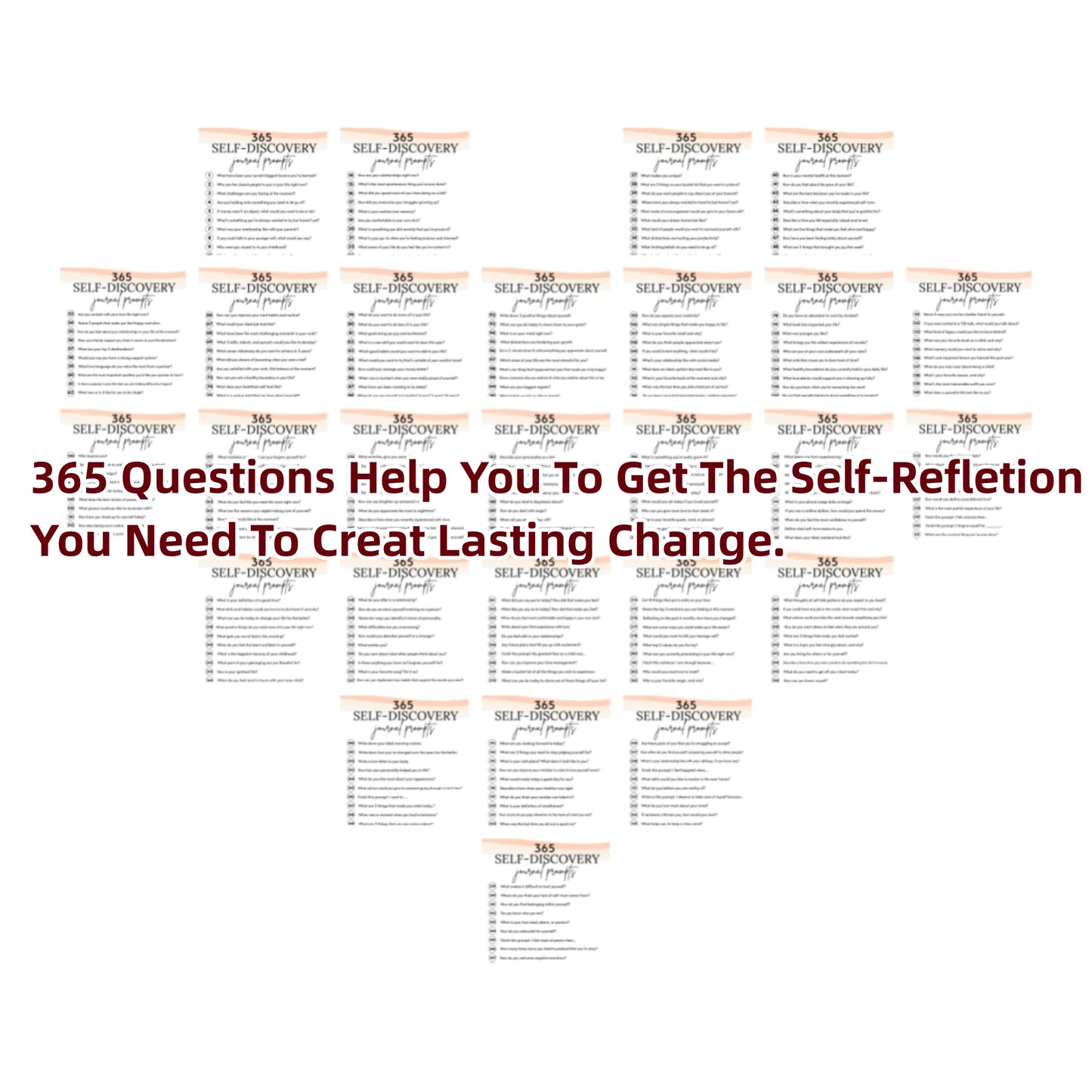 365 Self-Discovery Journal Prompts for Personal Improvement and Development, English/Spanish Language, 8.3*5.5 inch Size, Includes 365 Questions