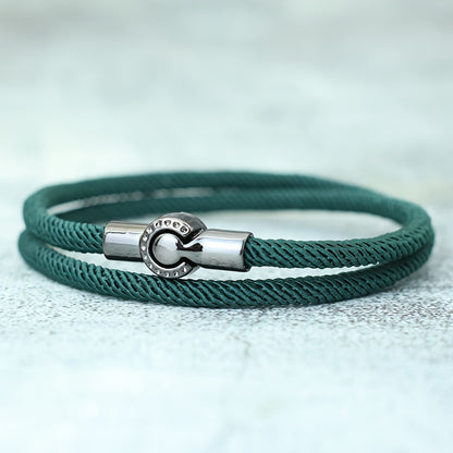 EJ Nautical Rope Bracelet with Black Magnetic Clasp - Double Layer Cord