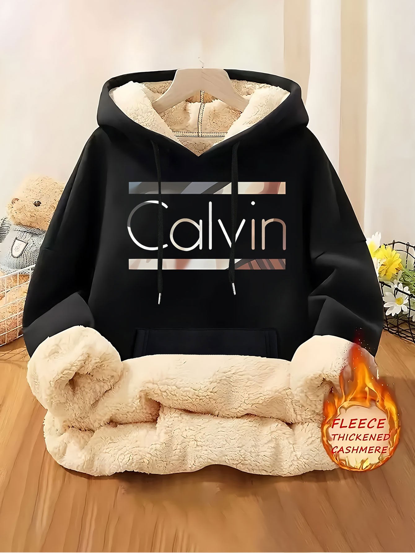 Thick Fleece-Lined Hooded Sweatshirt
