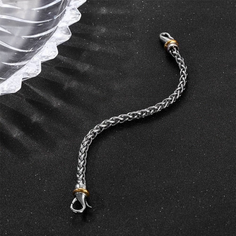 Bracelet  with Golden Accents, Intricate Twist Design Polished Metal Chain for Casual & Formal Wear