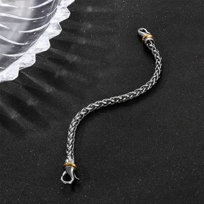 Bracelet  with Golden Accents, Intricate Twist Design Polished Metal Chain for Casual & Formal Wear