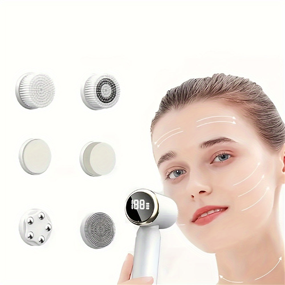6-in-1 USB Rechargeable Electric Cleansing Brush with 6 Heads