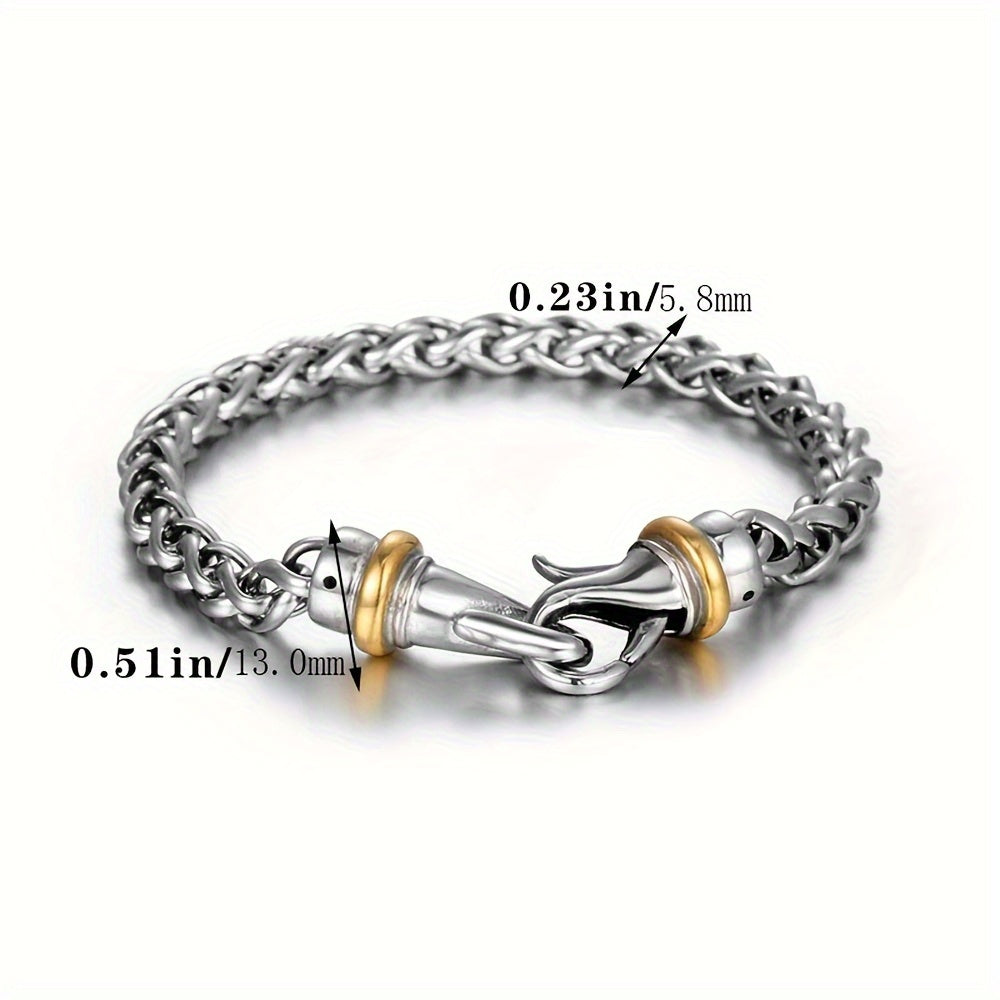 Bracelet  with Golden Accents, Intricate Twist Design Polished Metal Chain for Casual & Formal Wear