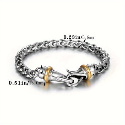 Bracelet  with Golden Accents, Intricate Twist Design Polished Metal Chain for Casual & Formal Wear