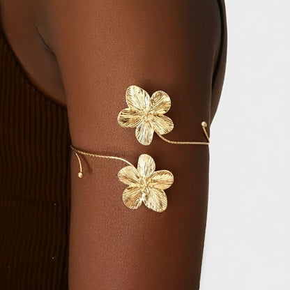 Exaggerated Floral Open-Arm Bracelet