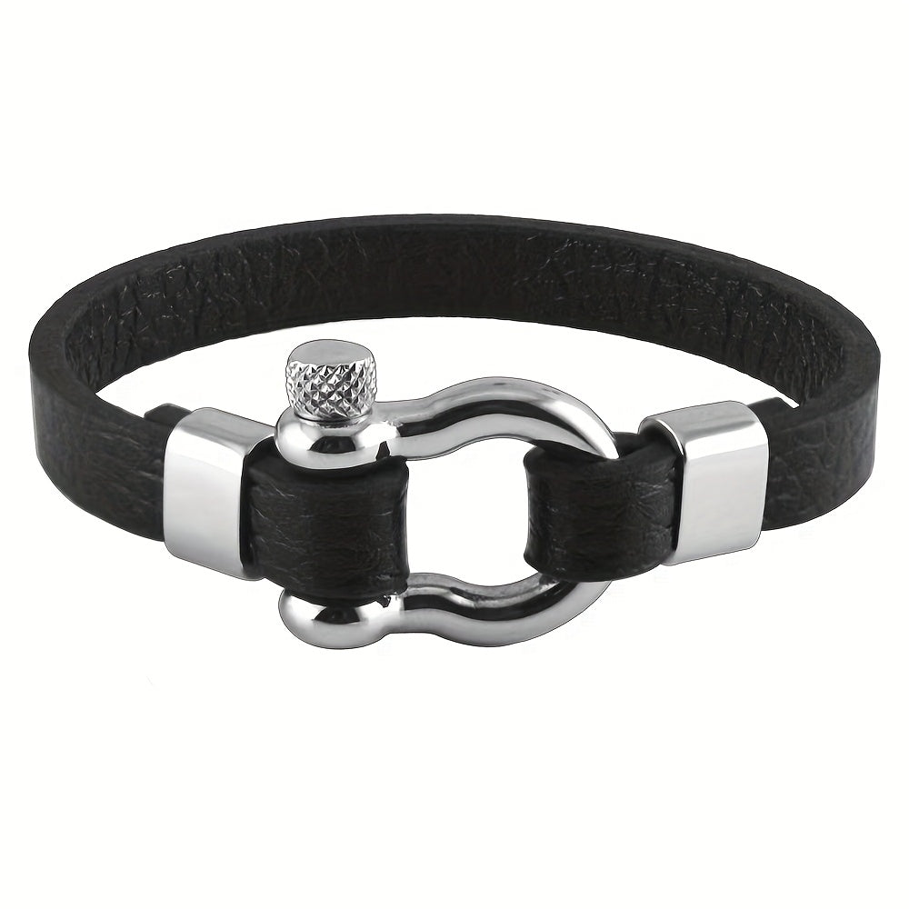 Metallic Buckle Synthetic Faux Leather Bracelet