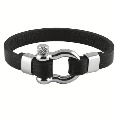 Metallic Buckle Synthetic Faux Leather Bracelet