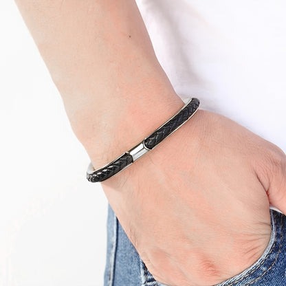 Classic Minimalist  Braided Faux Leather Cuff Bracelet