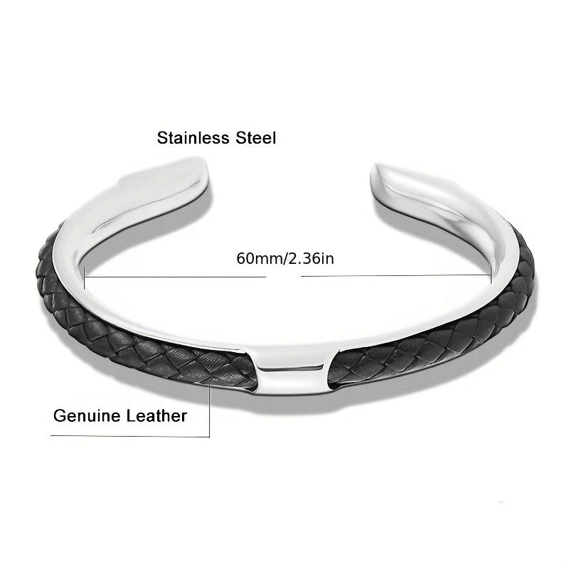 Classic Minimalist  Braided Faux Leather Cuff Bracelet