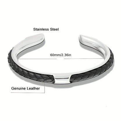 Classic Minimalist  Braided Faux Leather Cuff Bracelet