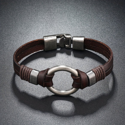 Trendy bracelet  multi-layer Leather