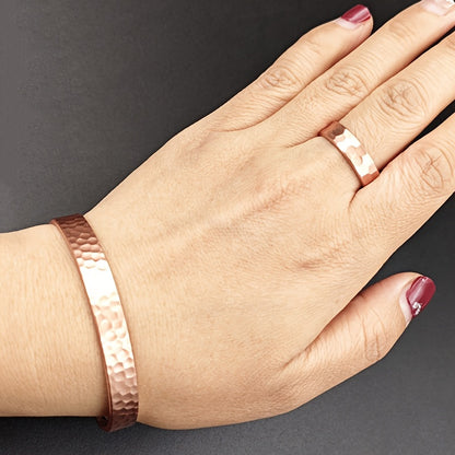 2pcs Pure Copper Bracelet and Ring Set