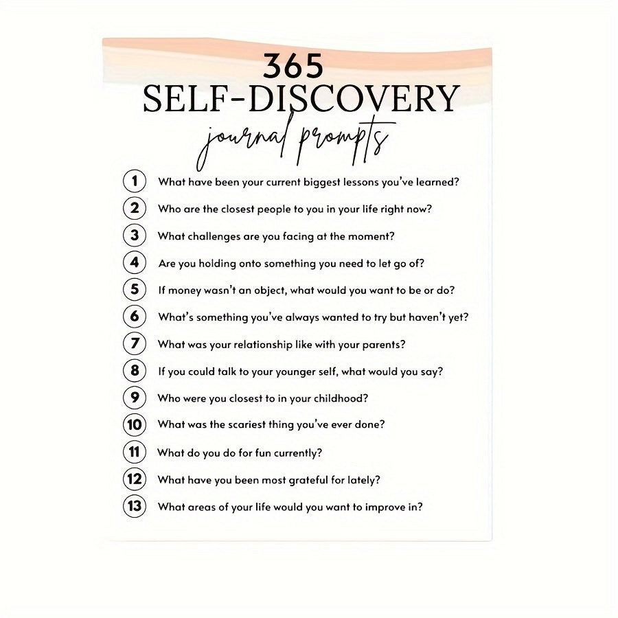 365 Self-Discovery Journal Prompts for Personal Improvement and Development, English/Spanish Language, 8.3*5.5 inch Size, Includes 365 Questions