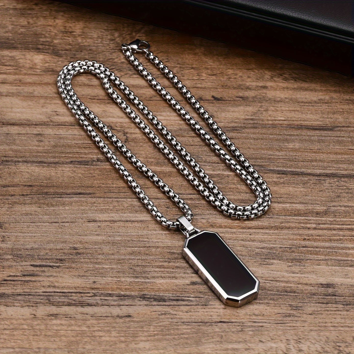 Necklace with Black Geometric Pendant