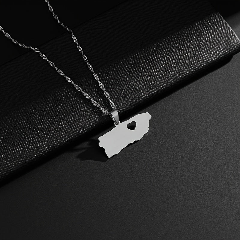 Heart-Shaped Map Pendant Necklace  from Puerto Rico