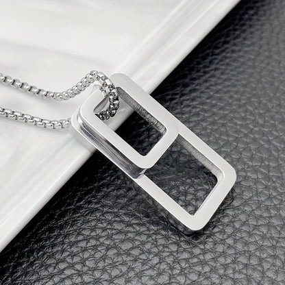 EJ  Necklace with  geometric rectangle pendant