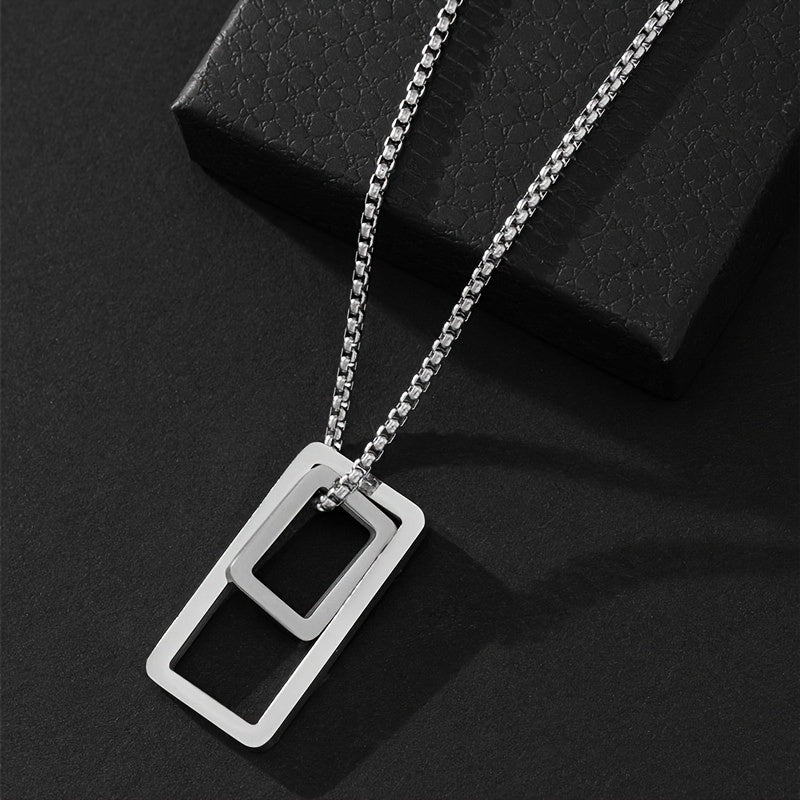 EJ  Necklace with  geometric rectangle pendant