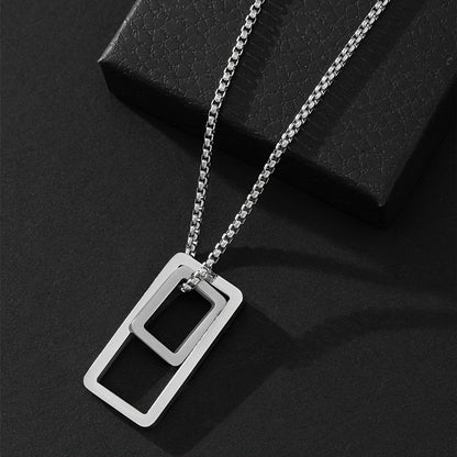 EJ  Necklace with  geometric rectangle pendant