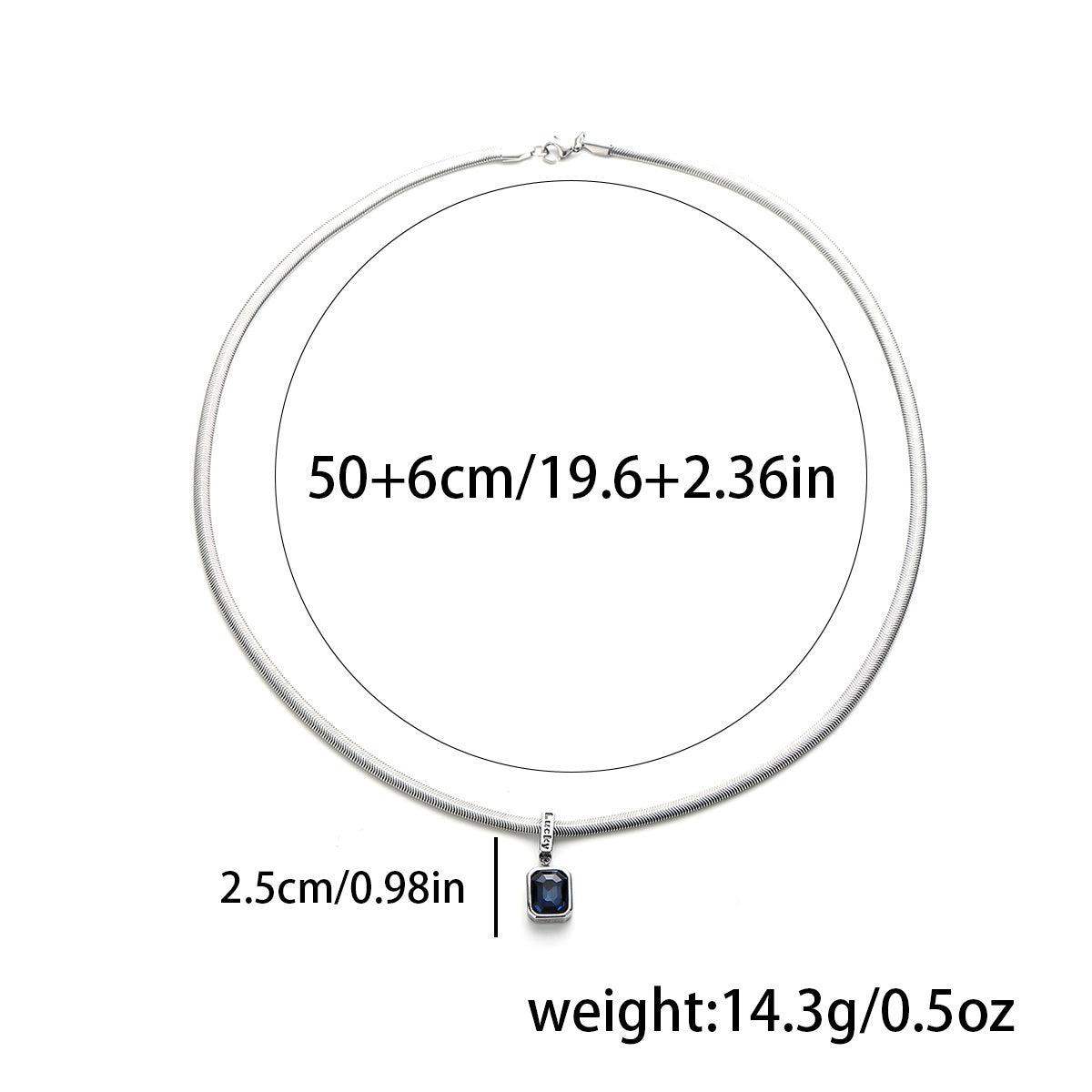 Blue pendant necklace with snake chain