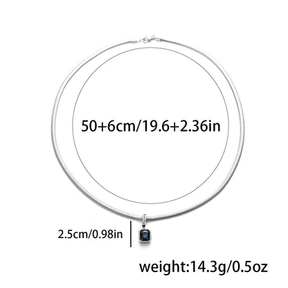 Blue pendant necklace with snake chain