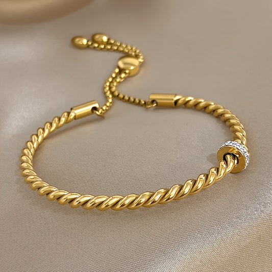 1pc Creative Stainless Steel Open Twist Bangles Bracelets for Women Men Simple Classic Statement Open Cuff Bangles with Lucky B Amethyst Inlaid Wrist Jewelry Gift, Stainless Steel Bracelet, Brand Luxury Classic Bracelet, Vaca