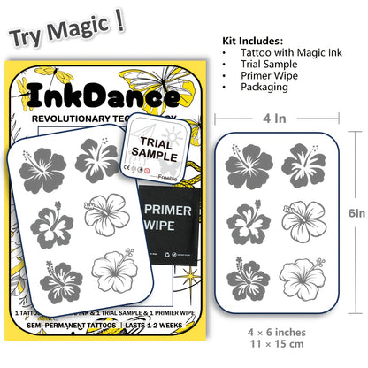 InkDance Flower Semi-permanent Tattoo Stickers - Waterproof and Long-lasting Realistic