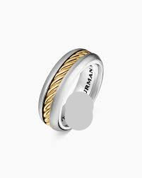 S925 Gold Plated Cable  Band Ring 2 tones
