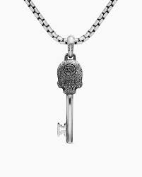 Silver Skull Key Amulet