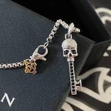 Silver Skull Key Amulet