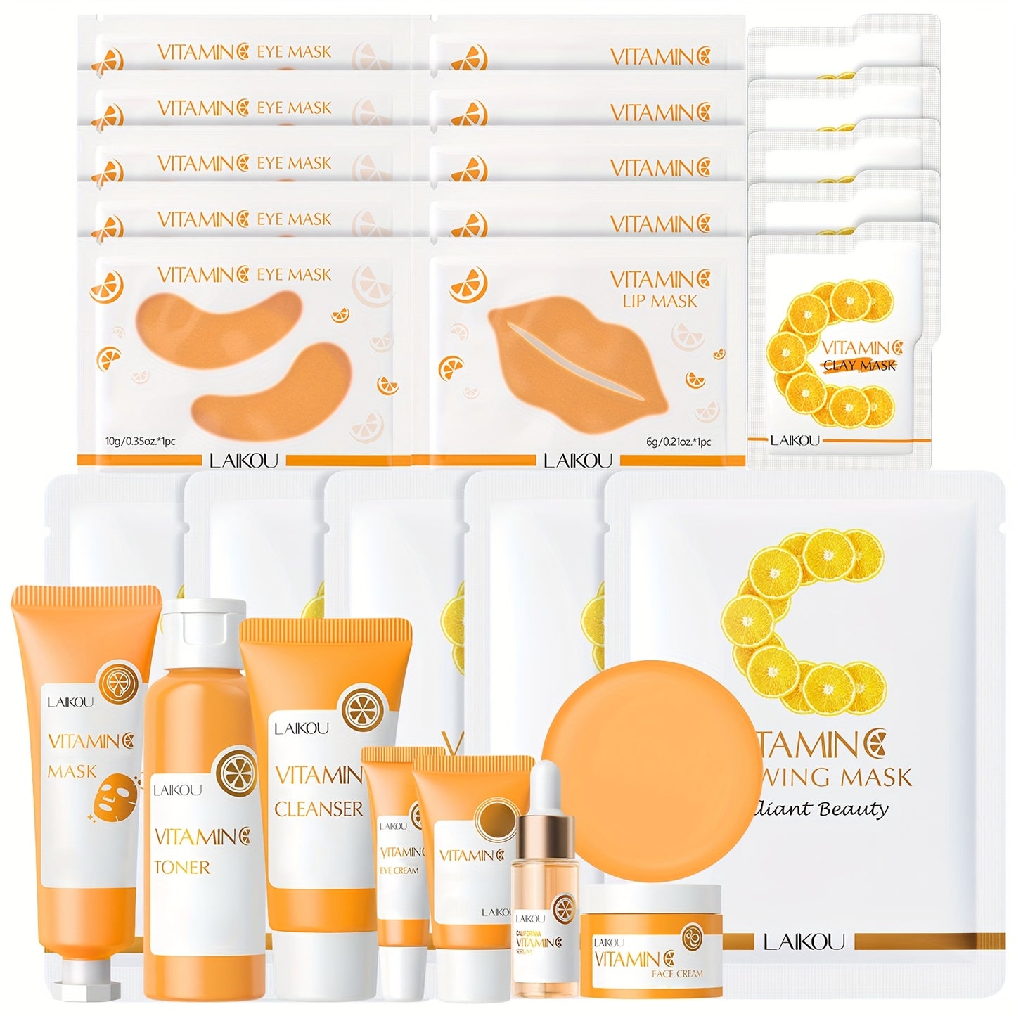 60-in-1 Sakura Skincare Set - All-in-One Facial Care Kit with Cleanser, Toner, Serum, Eye Cream, Face Cream, Masks