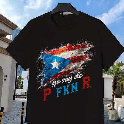 Puerto Rico Flag T-Shirt Black | Yo Soy De P FKN R