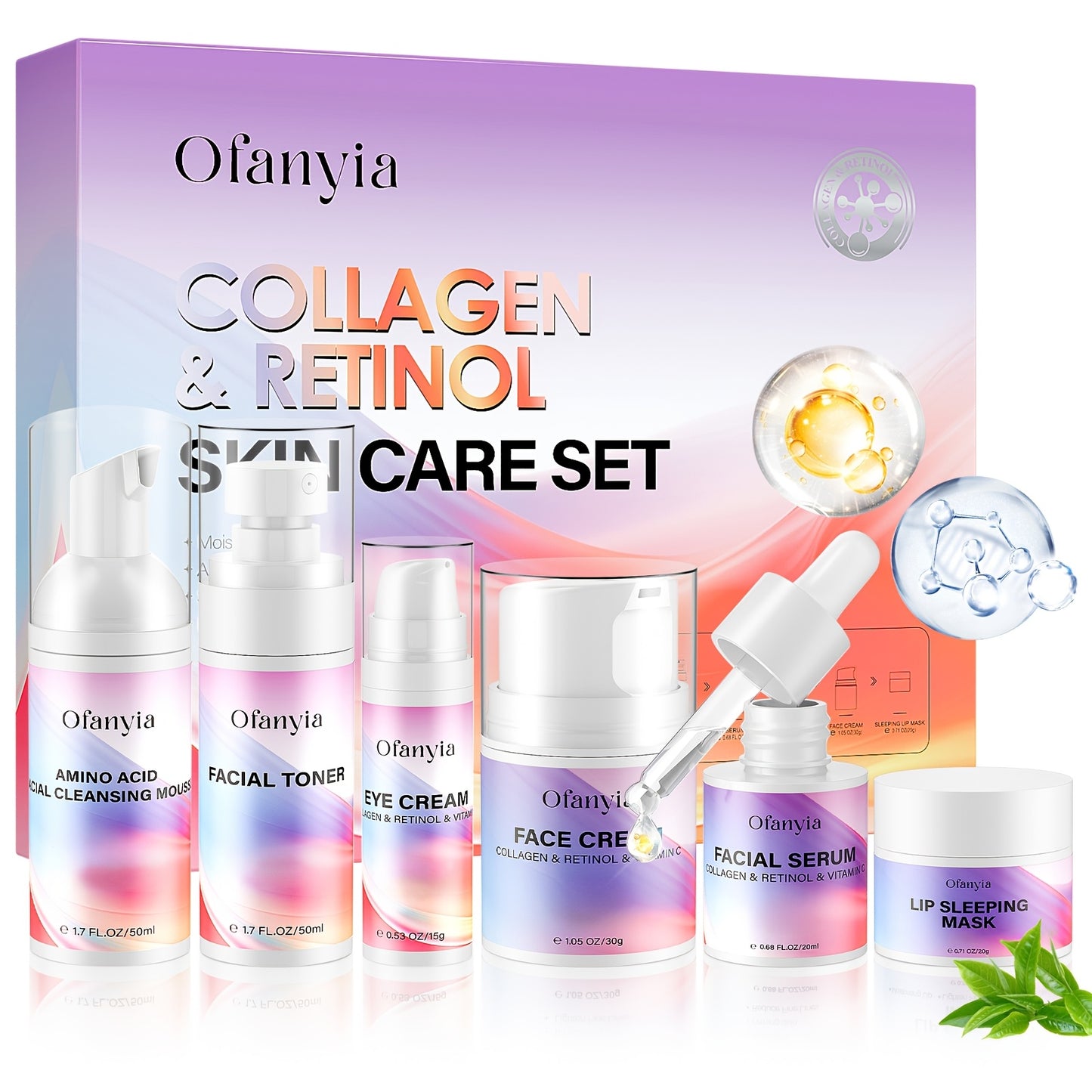 One Set Of Collagen & Retinol Skincare, 6in 1 Collagen & Retinol Facial Kit