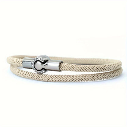 EJ Nautical Rope Bracelet with Black Magnetic Clasp - Double Layer Cord