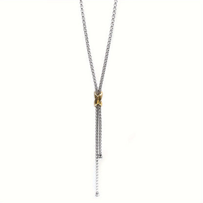 Elegant Y-Shaped Pearl Chain Necklace with Stainless Steel and Plating - Perfect for Everyday and Party Wear