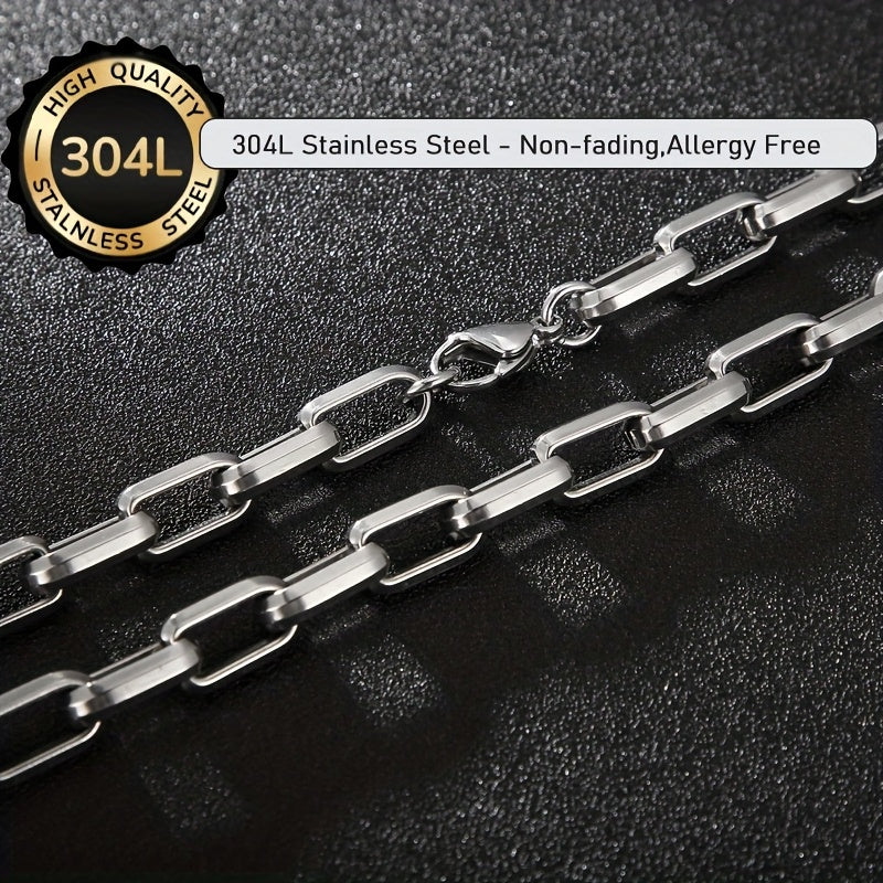 1pc 's Heavy Duty Interlocking Link 304L Stainless Steel Bracelet - 304L Hypoallergenic Non-Fading, Heavy Chain for Everyday & Formal Wear, Birthday/Christmas/Graduation Gifts for - Durable 's Jewelry for Parties & Everyday U