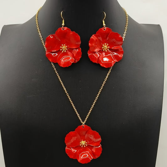 Fresh And Sweet Cute Flower Bud Candy-Colored Necklaces And Earrings