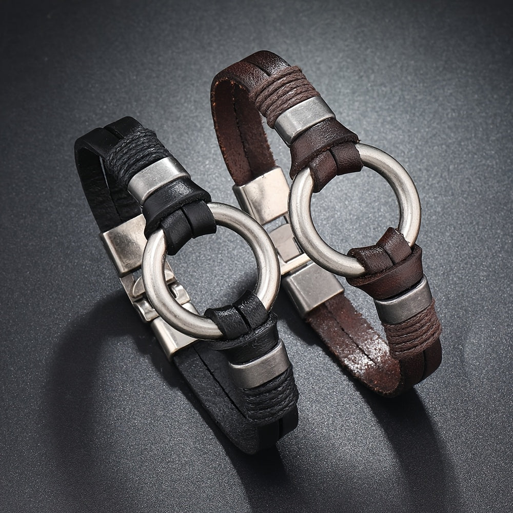 Trendy bracelet  multi-layer Leather