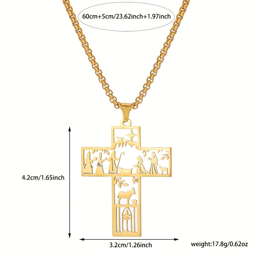 Prayer Faith Hollow Cross Element Pendant Necklace