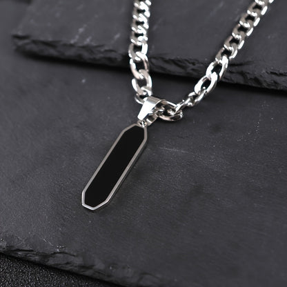 Cuban Chain Necklace | Black Geometric Pendant