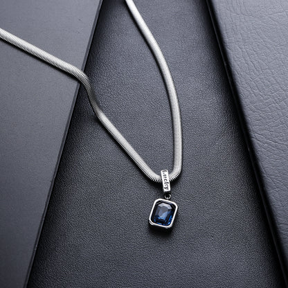 Blue pendant necklace with snake chain