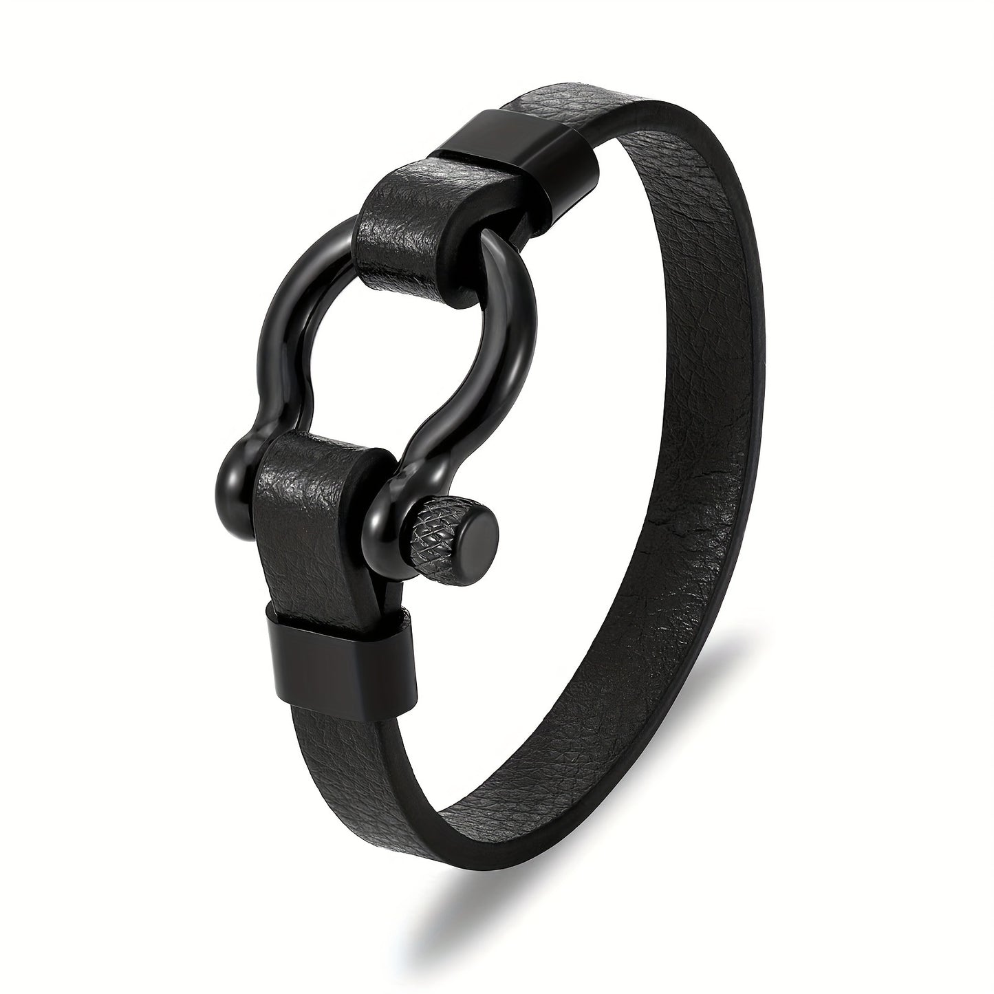 Metallic Buckle Synthetic Faux Leather Bracelet