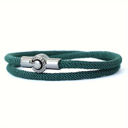EJ Nautical Rope Bracelet with Black Magnetic Clasp - Double Layer Cord