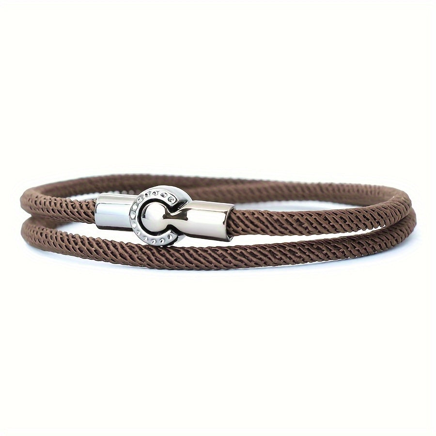 EJ Nautical Rope Bracelet with Black Magnetic Clasp - Double Layer Cord