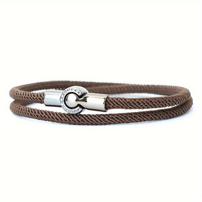 EJ Nautical Rope Bracelet with Black Magnetic Clasp - Double Layer Cord