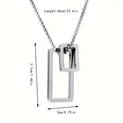 EJ  Necklace with  geometric rectangle pendant