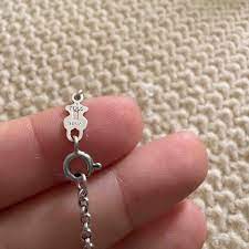 Silver Necklace with Sterling Silver Pendant with a Small Blue Bear