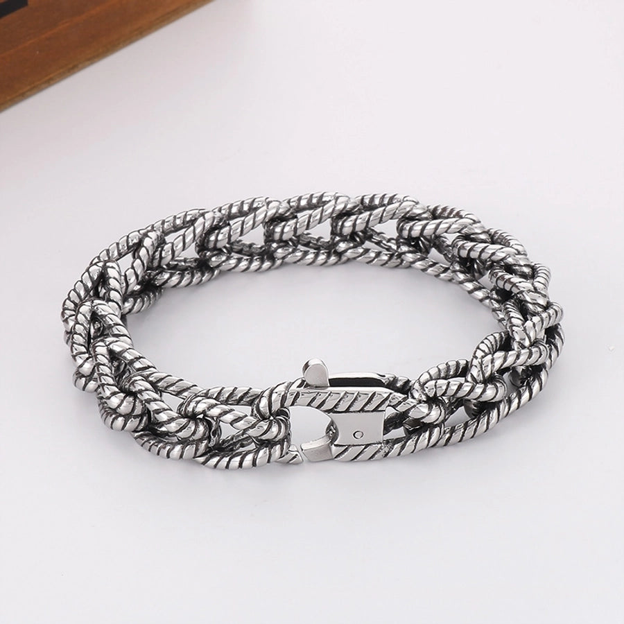 retro streetwear solid color titanium steel polishing men's bracelets