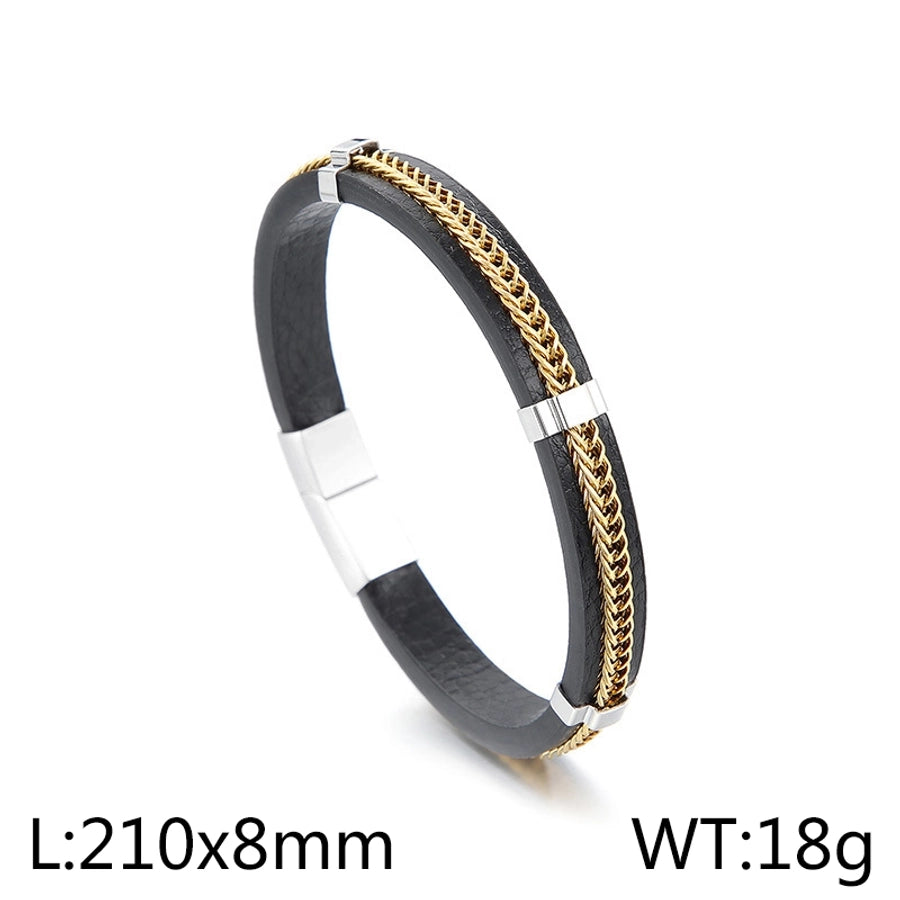 retro geometric titanium steel men's bangle