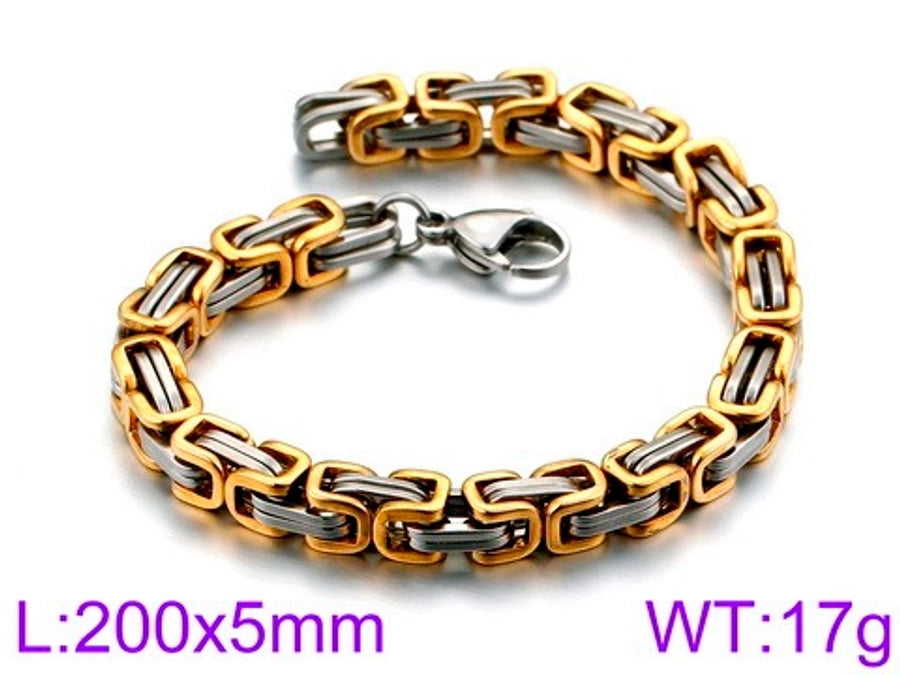 Simple style splicing solid color titanium steel plating 18k gold plated men's bracelets