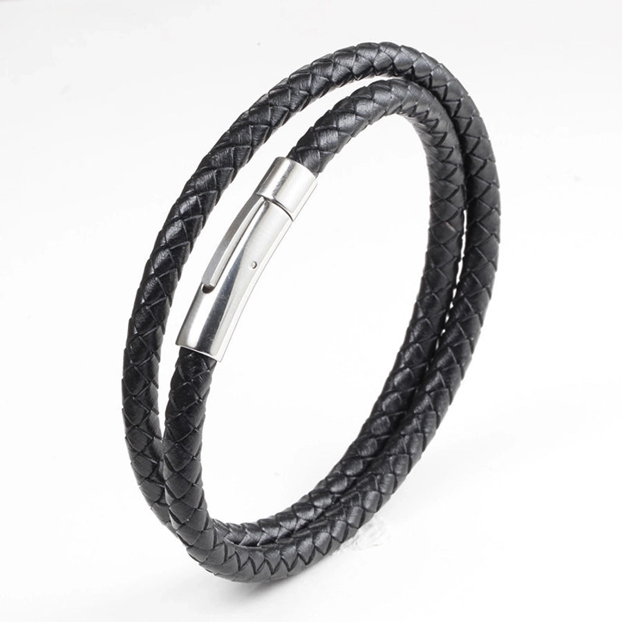 Retro Solid Color Titanium Steel Handmade Polishing Men'S Bracelets